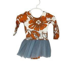 Wraredoll Dress 6M Orange Floral Pull On Tutu Boho Ballerina Hippie Indie Girly